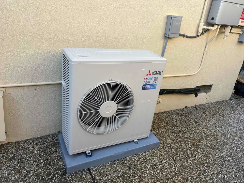 Mitsubishi ducted heat pump during Gold Care Club maintenance in San Jose CA 95124