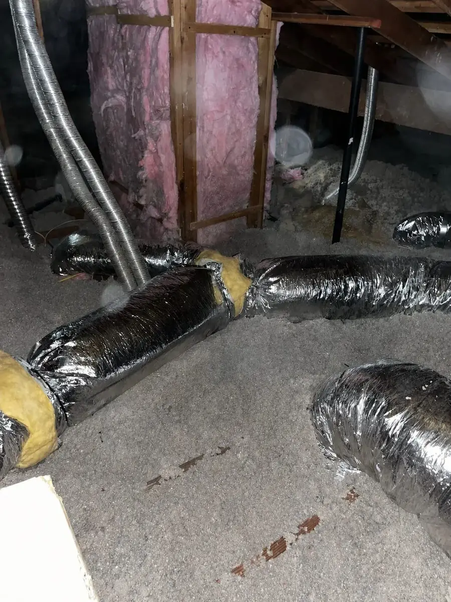 New R-8 silver insulated flex ductwork installed in the attic